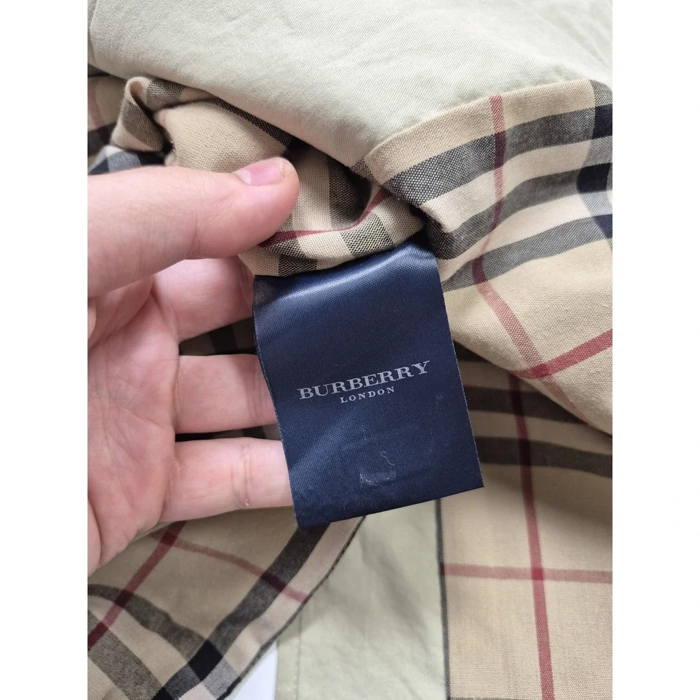 Burberry Coat Mens 46 Beige Cotton Rain Mac Nova Check Lined Classic Trench